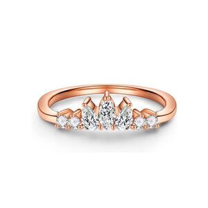 14k Vintage Diamond Moissanite Marquis Curved Wedding Ring